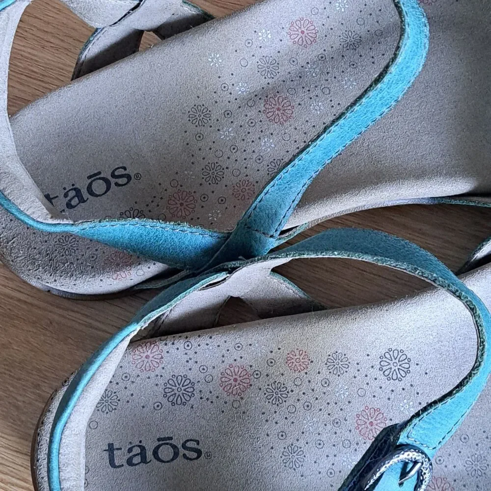 Taos Footwear Teal Leather Adjustable Strap Sandals for Women - Picture 11 of 13